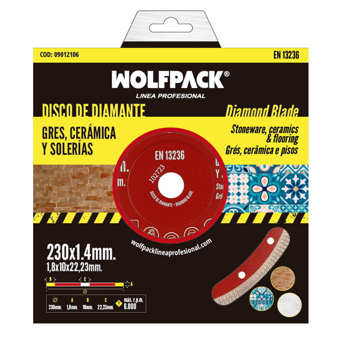 WOLFPACK LINEA PROFESIONAL Disque Diamanté Ø 230 mm pour Porcelaine et Grès WOLFPACK LINEA PROFESIONAL Disque Diamanté Ø 230 mm pour Porcelaine et Grès