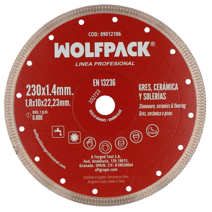 WOLFPACK LINEA PROFESIONAL Disque Diamanté Ø 230 mm pour Porcelaine et Grès WOLFPACK LINEA PROFESIONAL Disque Diamanté Ø 230 mm pour Porcelaine et Grès
