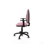 Chaise de bureau Algarra avec mécanisme de contact permanent de base, recouverte de tissu rose. Équipée d'une base en polyamide noir, d'accoudoirs 1D et de butées