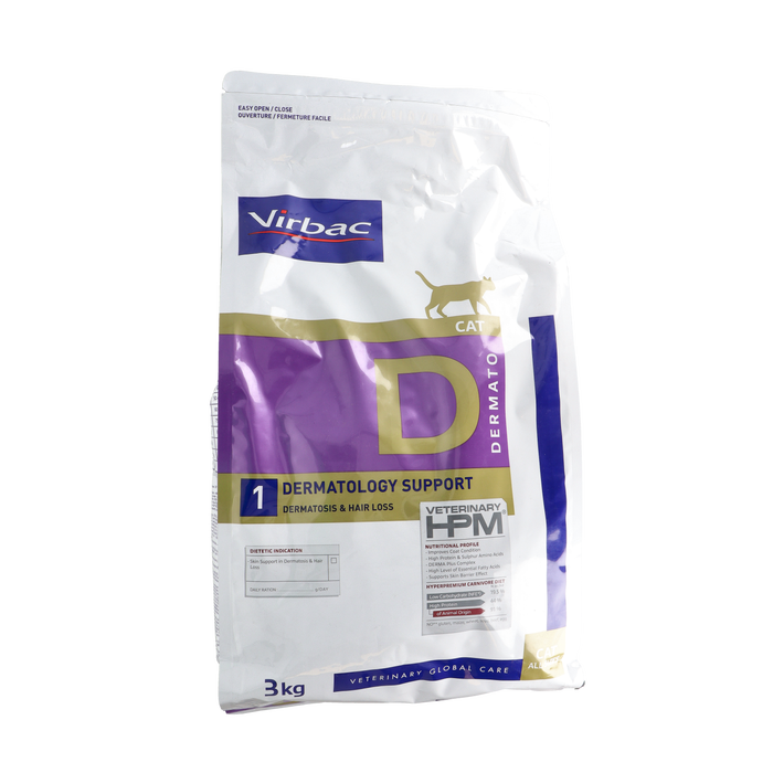 VIRBAC VET Alimentation D1 pour chat Soutien Dermatologique HPM Vet 3 kg VIRBAC VET Alimentation D1 pour chat Soutien Dermatologique HPM Vet 3 kg