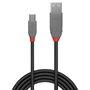Lindy Câble USB 2.0 Anthra Line, Type A vers Mini-B, double blindage, cuivre étamé, contacts plaqués or, 3 mètres