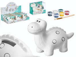 Pincello Tirelire Dinosaure Cercles Céramique à Peindre avec Pinceaux 16x11x6cm Inclus 6 Peintures (Set de 24)