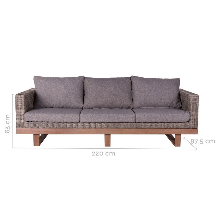 BigBuy Home Canapé de jardin Patsy Gris Aluminium Rotin Bois d'acacia BigBuy Home Canapé de jardin Patsy Gris Aluminium Rotin Bois d'acacia