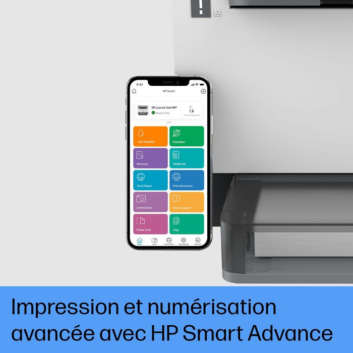 HP LaserJet Tank MFP 1604w - Imprimante multifonction laser tout-en-un avec réservoir, impression 22 ppm, numérisation PDF/email, connectivité sans fil