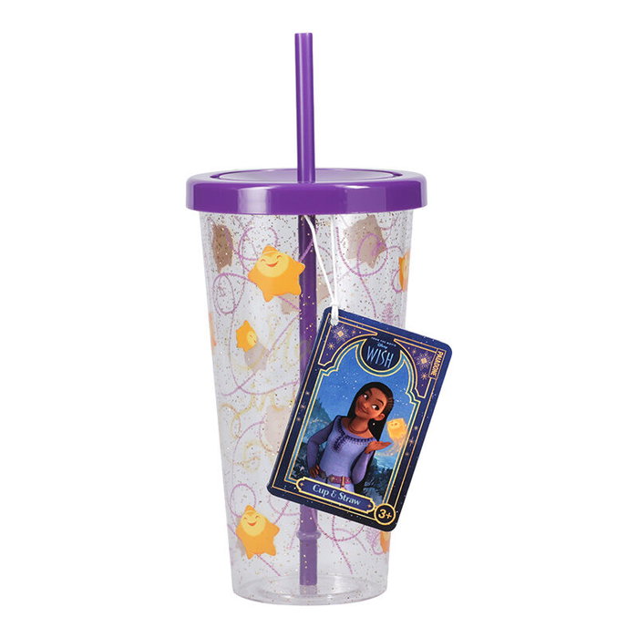 Paladone Gobelet Wish avec Paille 700 ml Plastique Pailleté