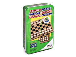 Cayro - Jeu d'échecs en bois dans coffret métal 12x19,5x5cm - Âge recommandé 7 ans et plus - Multilingue (espagnol, anglais, français)