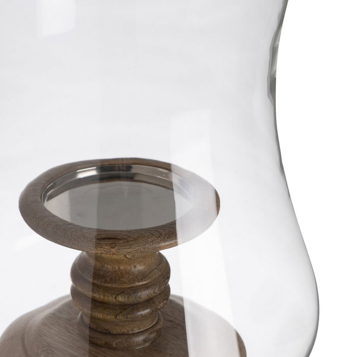 BigBuy Home Bougeoir Naturel Bois Verre 20 x 20 x 76 cm BigBuy Home Bougeoir Naturel Bois Verre 20 x 20 x 76 cm
