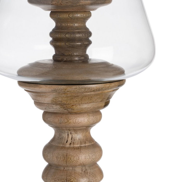 BigBuy Home Bougeoir Naturel Bois Verre 20 x 20 x 76 cm BigBuy Home Bougeoir Naturel Bois Verre 20 x 20 x 76 cm