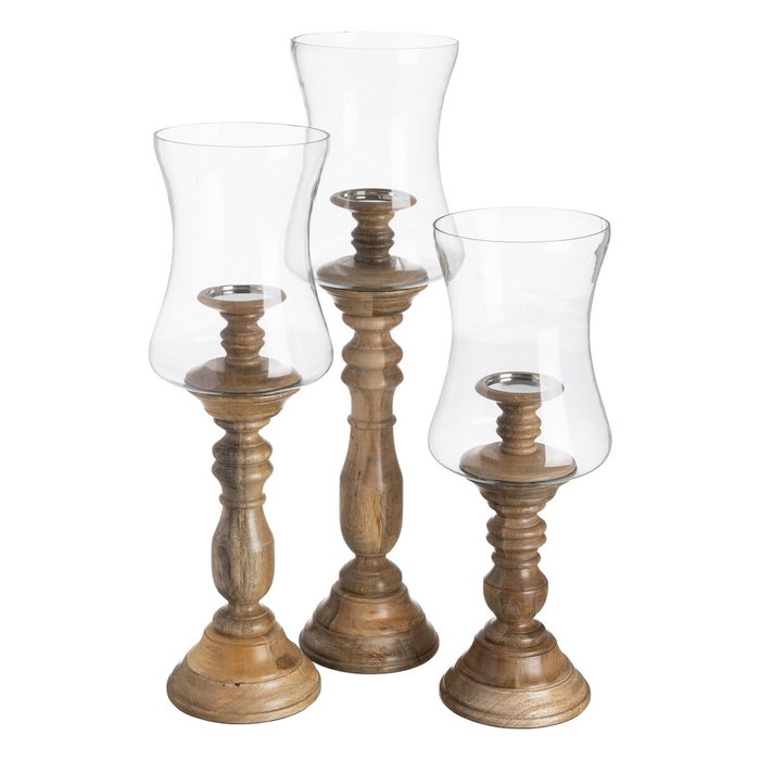 BigBuy Home Bougeoir Naturel Bois Verre 20 x 20 x 76 cm BigBuy Home Bougeoir Naturel Bois Verre 20 x 20 x 76 cm
