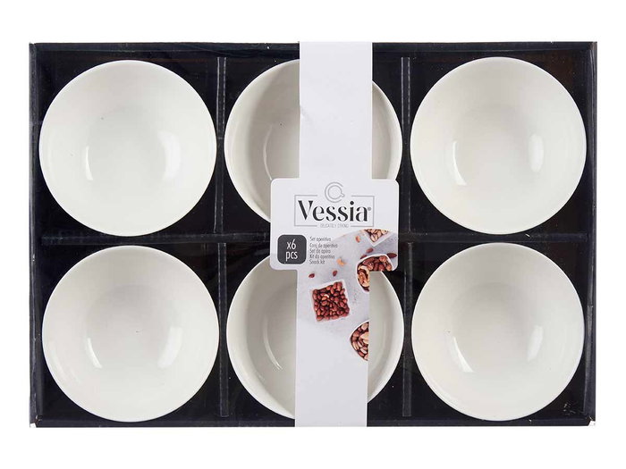 Vessia Set de 6 Bols en Porcelaine Blanche Apéritif 10 cm (Set de 8) Vessia Set de 6 Bols en Porcelaine Blanche Apéritif 10 cm (Set de 8)