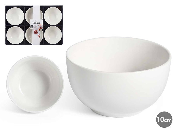 Vessia Set de 6 Bols en Porcelaine Blanche Apéritif 10 cm (Set de 8) Vessia Set de 6 Bols en Porcelaine Blanche Apéritif 10 cm (Set de 8)