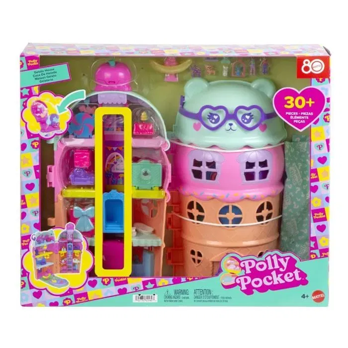 Polly Pocket Coffret Maison Cornet de Glace avec 2 figurines et 23 accessoires - JFT91 - Jouet pour enfant à partir de 4 ans