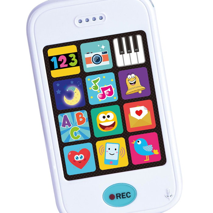 TACHAN Téléphone Bébé Educatif avec Activités, Enregistrement Vocal, Star Lumineuse, 12 Sons, 6 Langues (Français Inclus), Pour Enfants +12 Mois