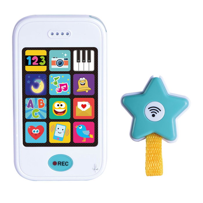 TACHAN Téléphone Bébé Educatif avec Activités, Enregistrement Vocal, Star Lumineuse, 12 Sons, 6 Langues (Français Inclus), Pour Enfants +12 Mois
