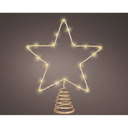 Lumineo Étoile décorative dorée pour sapin de Noël, 20 LED, 23 x 6 x 25,5 cm