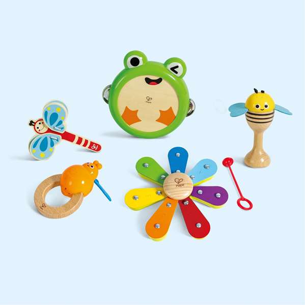 Hape - Kit d'instruments de percussion rythmique pour enfants à partir de 2 ans - Nature et bois