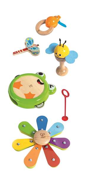 Hape - Kit d'instruments de percussion rythmique pour enfants à partir de 2 ans - Nature et bois