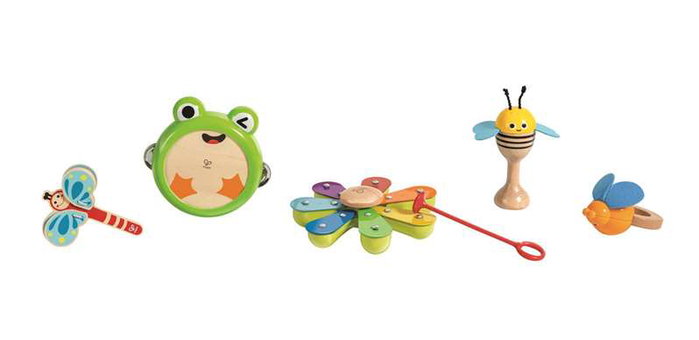 Hape - Kit d'instruments de percussion rythmique pour enfants à partir de 2 ans - Nature et bois