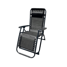 Marbueno Tumbona Plegable Acier avec Coussin Jardin et Piscine 90x65x108 cm Gravité Zéro Noir 10006