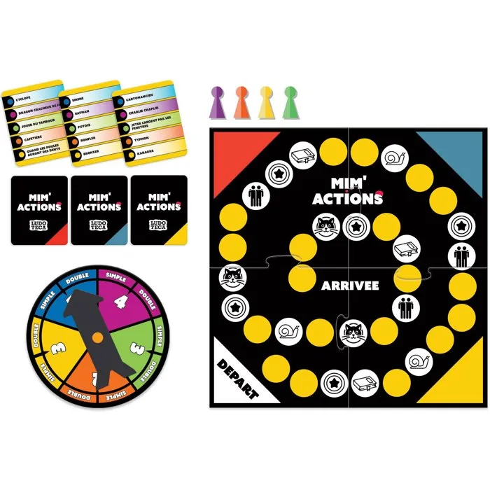 Liscianigiochi Mim'Actions - Jeu de société de mime avec roulette et cartes, de 2 à 4 joueurs, à partir de 8 ans
