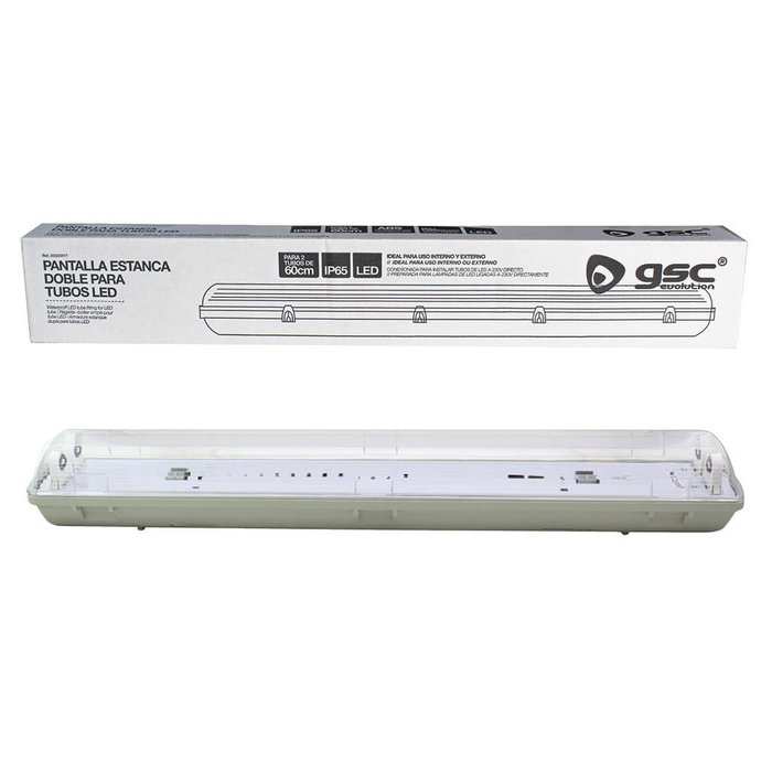GSC Evolution Réglette étanche pour 2 tubes LED T8 60cm