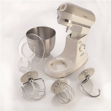Ariete 1588/03 Robot de cuisine multifonction batteur, 10 vitesses avec fonction Pulse, bol inox et accessoires - Couleur beige vintage