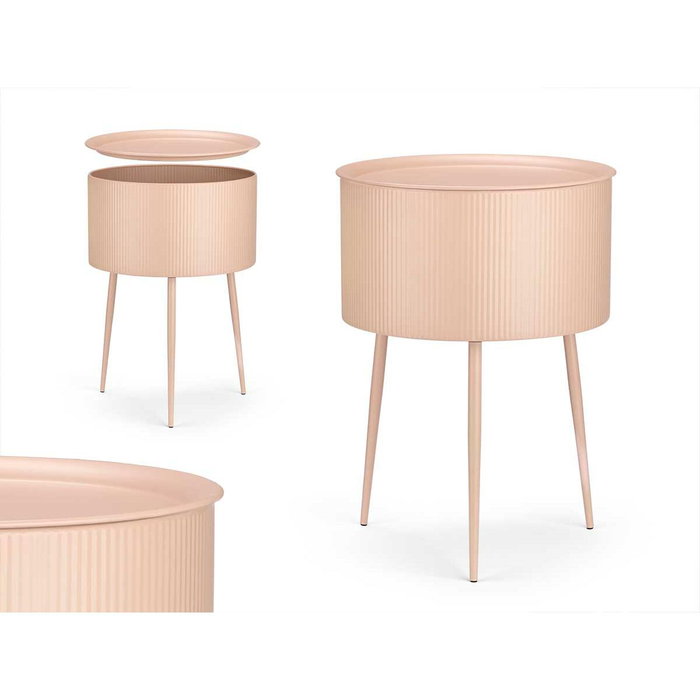 GIFTDECOR Mesa Auxiliaire Ronde Base Nude Rosa