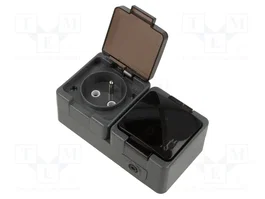 ABEX Socle d'alimentation AC 2P+PE 250V 16A gris foncé