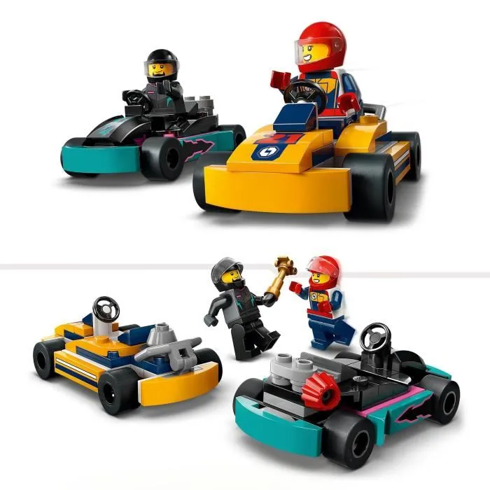 Lego City 60400 - Set de jeu avec 2 Karts de course et 2 Minifigurines de pilotes, Jouet de construction