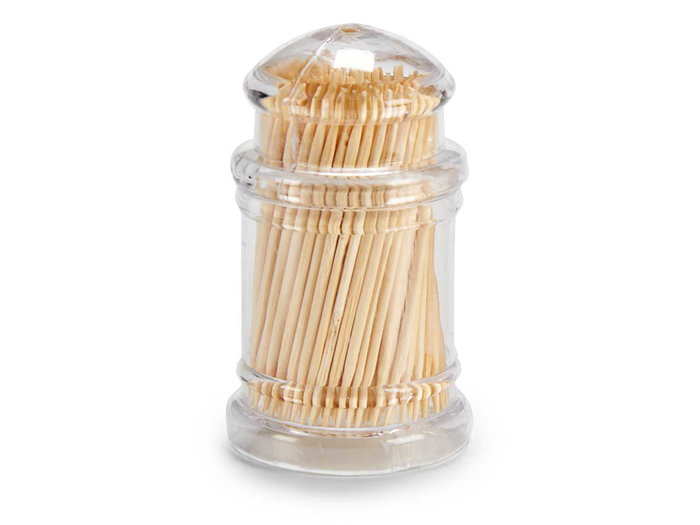 Kinvara Lot de 2 Porte-cure-dents en Métacrylate et Bois Naturel 12.5 x 4.5 x 12.5 cm 200 pièces (Set de 48)