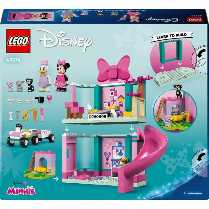 LEGO Disney 43274 L'Hôtel pour Animaux de Minnie - Jeu de Construction pour Enfants de 4 Ans et Plus - 2 Minifigurines et 3 Animaux Inclus