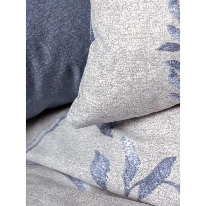 Parure de lit - Housse de couette 220 x 240 cm + 2 taies d'oreiller 60 x 60 cm - 100% coton percale renforcé - Bleu - Ensemble King Size