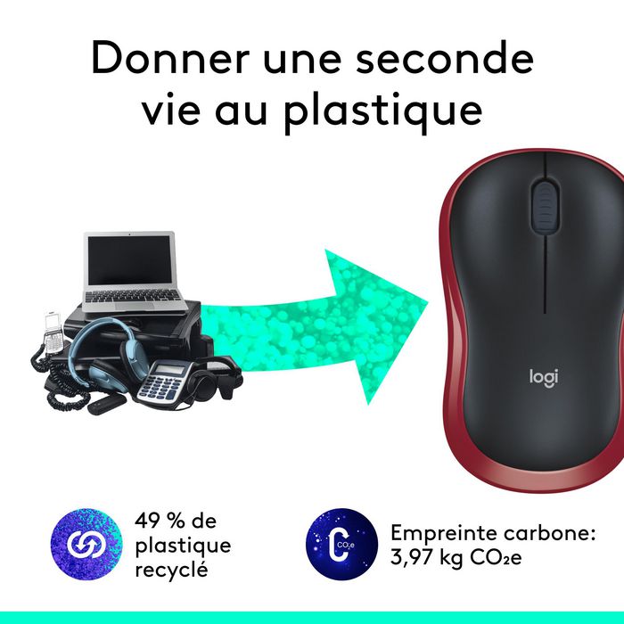Logitech M185 Souris sans fil Rouge