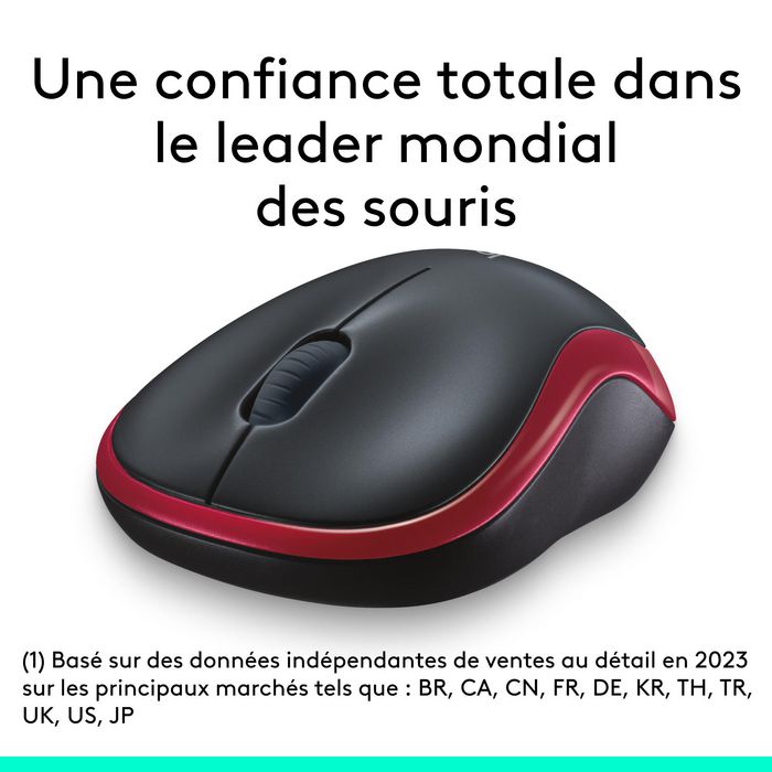 Logitech M185 Souris sans fil Rouge