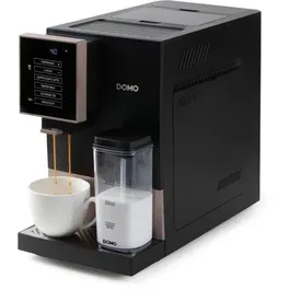 Domo DO743K - Machine à expresso automatique avec broyeur intégré - 1350 W - Pression 19 bars - Mousseur à lait - Réservoir 1.1 L - Capacité 125 g - Noir
