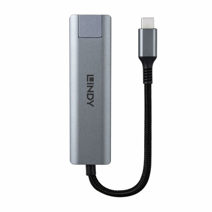 LINDY Hub USB Gris en Aluminium
