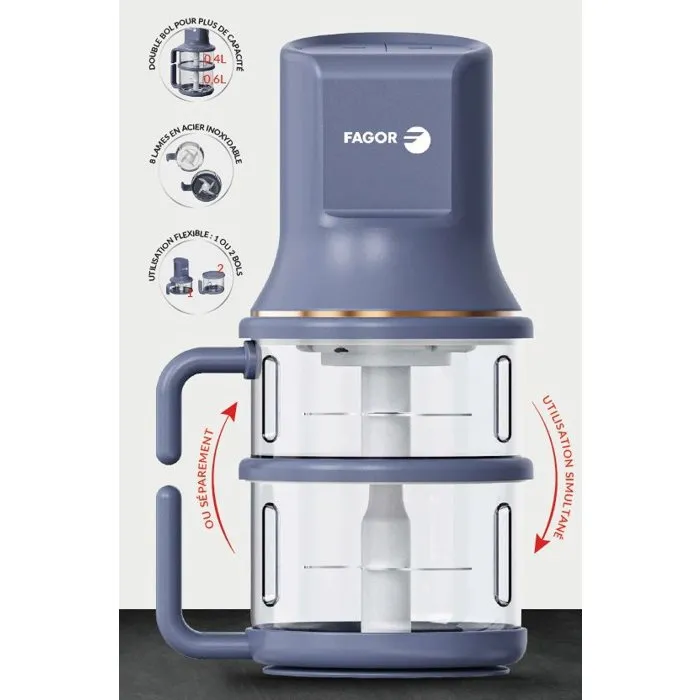 Fagor FGH4487 Hachoir électrique avec double bol 1 L