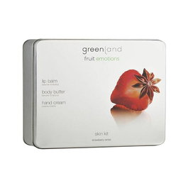Greenland - Kit de soins peau fraise et anis : beurre corporel 120 ml, crème mains 75 ml, baume à lèvres 3.9 g - Hydratant pour peaux sèches