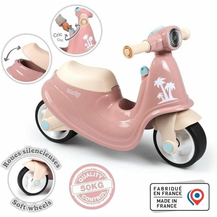 Smoby Porteur scooter Rose avec coffre à jouets Smoby Porteur scooter Rose avec coffre à jouets