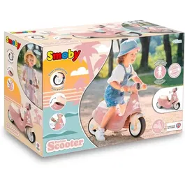 Smoby Porteur scooter Rose avec coffre à jouets et roues silencieuses - Pour enfants de 18 mois à 4 ans - Développe équilibre et motricité