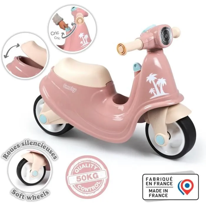 Smoby Porteur scooter Rose avec coffre à jouets et roues silencieuses - Pour enfants de 18 mois à 4 ans - Développe équilibre et motricité Smoby Porteur scooter Rose avec coffre à jouets et roues silencieuses - Pour enfants de 18 mois à 4 ans - Développe équilibre et motricité