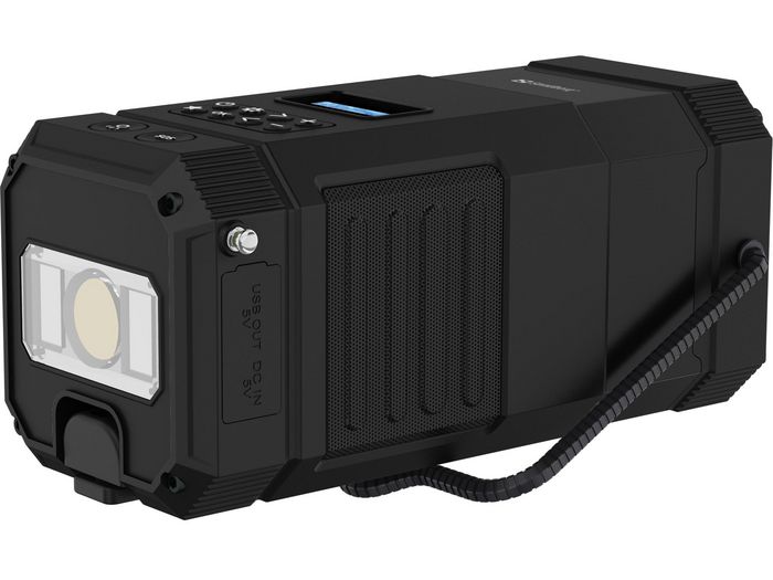 Sandberg Survivor Lantern All-in1 10000 - Lanterne LED torche, batterie externe 10000 mAh, enceinte Bluetooth, radio FM/DAB, charge solaire/manivelle, étanche IPx5