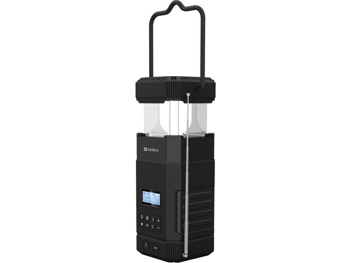 Sandberg Survivor Lantern All-in1 10000 - Lanterne LED torche, batterie externe 10000 mAh, enceinte Bluetooth, radio FM/DAB, charge solaire/manivelle, étanche IPx5