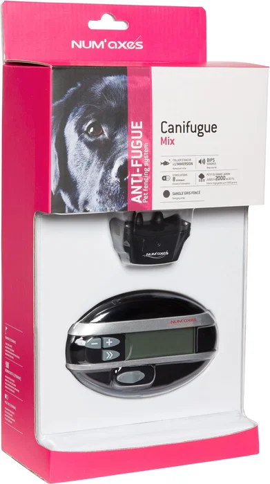 Num'Axes FUG1033 Canifugue Mix - Système anti-fugue pour chien avec collier récepteur - Noir - Périmètre réglable jusqu'à 2000 m