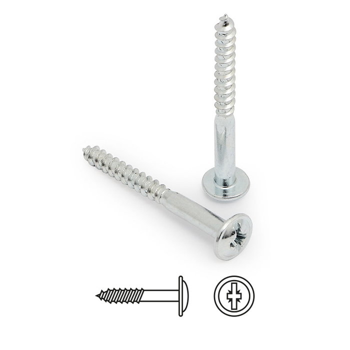 UCAFIX Vis tirador pour filetage bois, tête large Komby, zincée, M-3, 20 mm (Pack de 100)