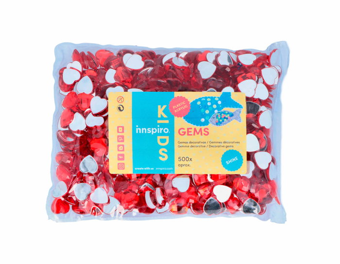 Innspiro Gemas acryliques cœur rouge 14x14mm 500u.