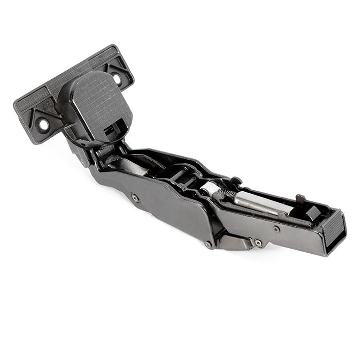 HERRAJES ALK Bisagra PUMA CLIP CAM 165° Codo Acodado con Pistón Cierre Amortiguado Acabado Grafito