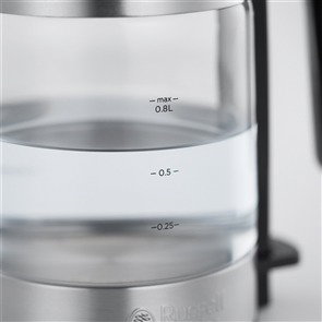 Russell Hobbs Compact Home Bouilloire en Verre 0,8 L Inox et Noir