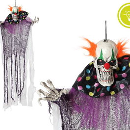 Payaso Terrorífico Colgante avec Cheveux Orange et Lumière, Décor Halloween 120 cm - Décor d'Horreur pour Fête Thématique