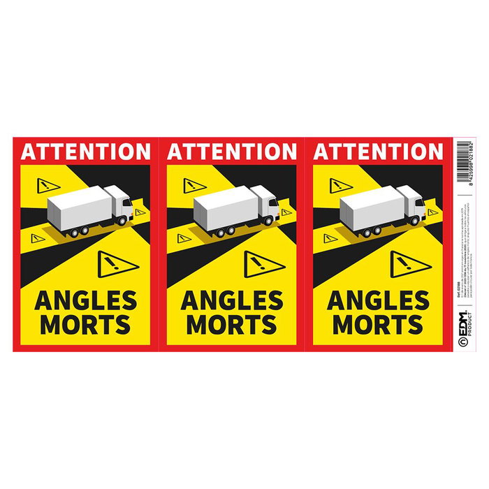 Adhésifs EDM 02188 Angles Morts 17 x 25 cm Camion 3 Unités Adhésifs EDM 02188 Angles Morts 17 x 25 cm Camion 3 Unités